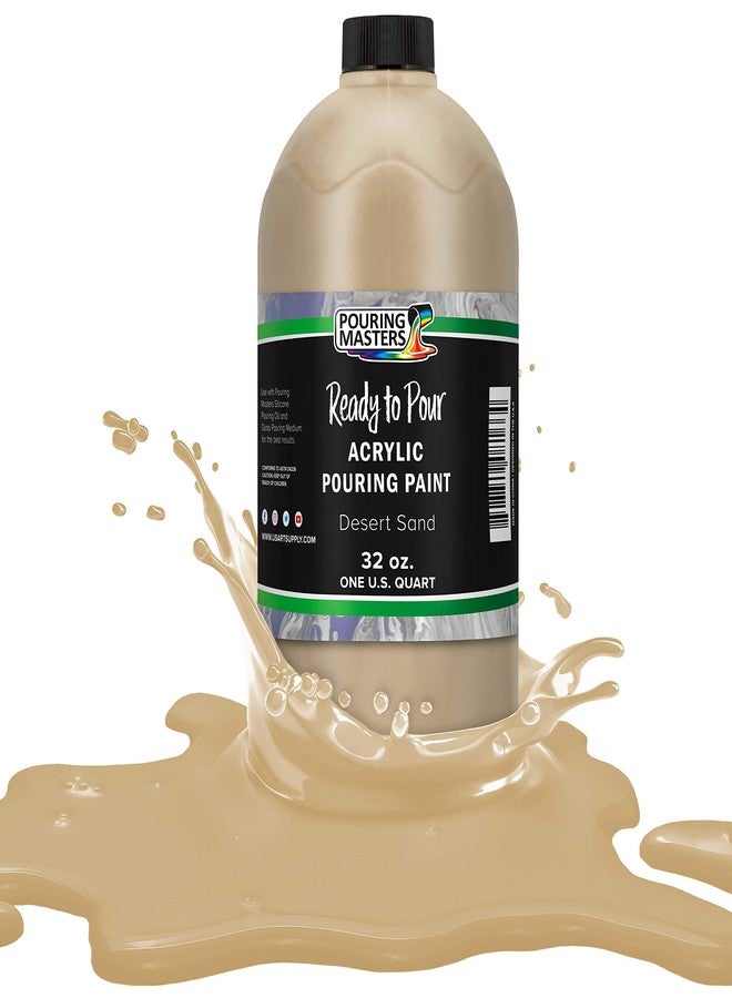 Pouring Masters طلاء أكريليك جاهز للصب من بورينج ماسترز، لون رمل الصحراء - ممتاز، 32 أونصة، مائي، ممزوج مسبقًا - مناسب للرسم على القماش، والخشب، والورق، والأعمال اليدوية، والبلاط، والصخور، وغيرها. - Image 1